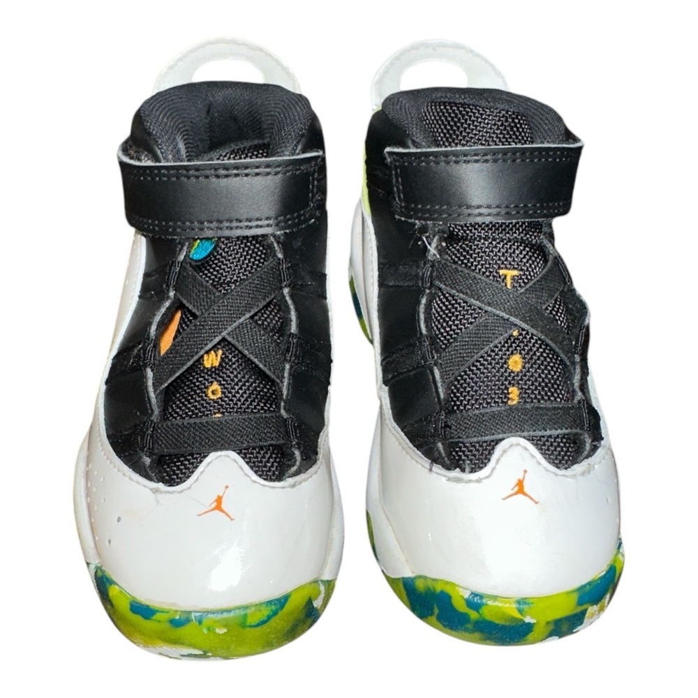 Jordan 6 rings toddler Black & White High-Top Sneakers Neon Accents size 9C - Picture 5 of 8